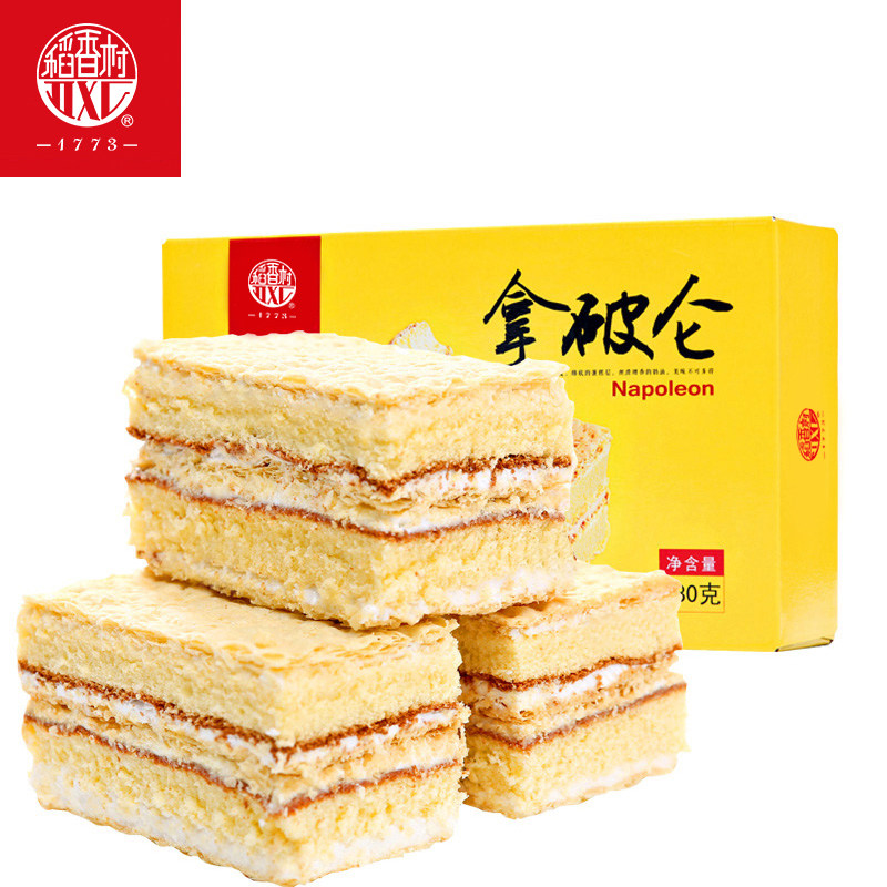 稻香村拿破仑370g*1盒原味蛋糕零食夜宵点心年货糕点充饥早餐推荐 - 图2