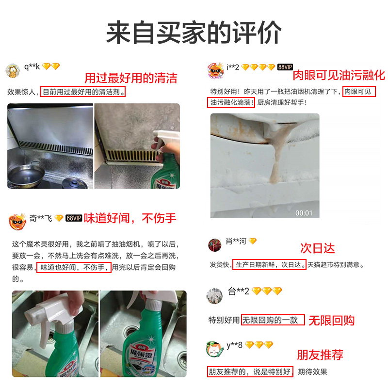 天猫超市花王厨房魔术灵油烟机清洗剂去污神器油污净喷雾重油清洁剂500ml3