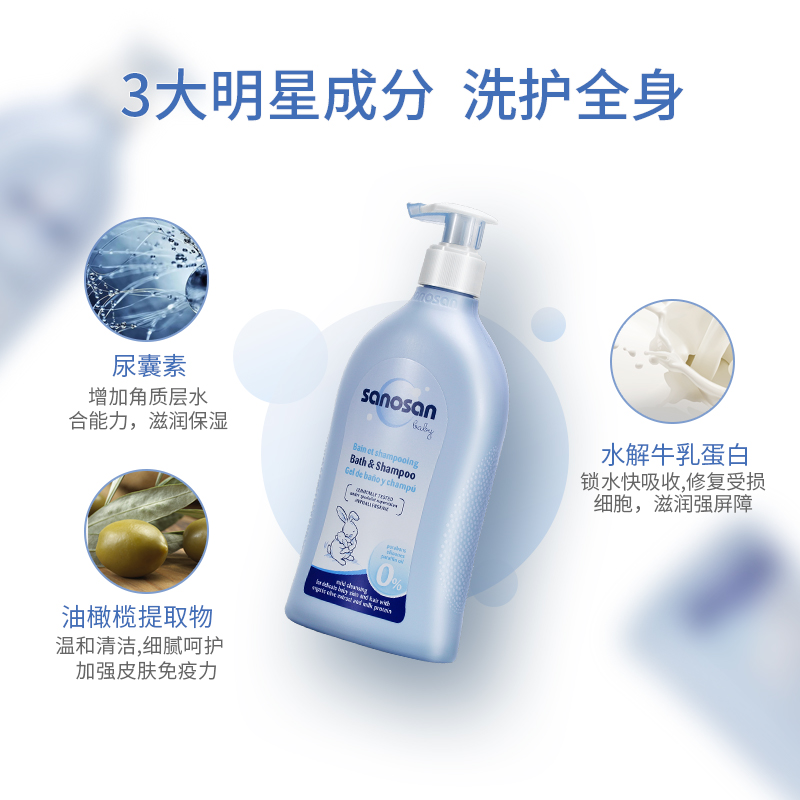 天猫超市哈罗闪婴儿宝宝儿童净护沐浴洗发露二合一500ml温和无刺激沐浴露1
