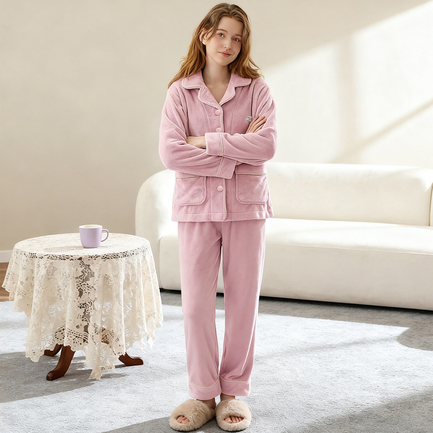 芬腾女士睡衣秋冬季珊瑚绒套装女款法兰绒加绒加厚保暖大码家居服,淘宝优惠券,粉丝福利购,淘宝优惠卷