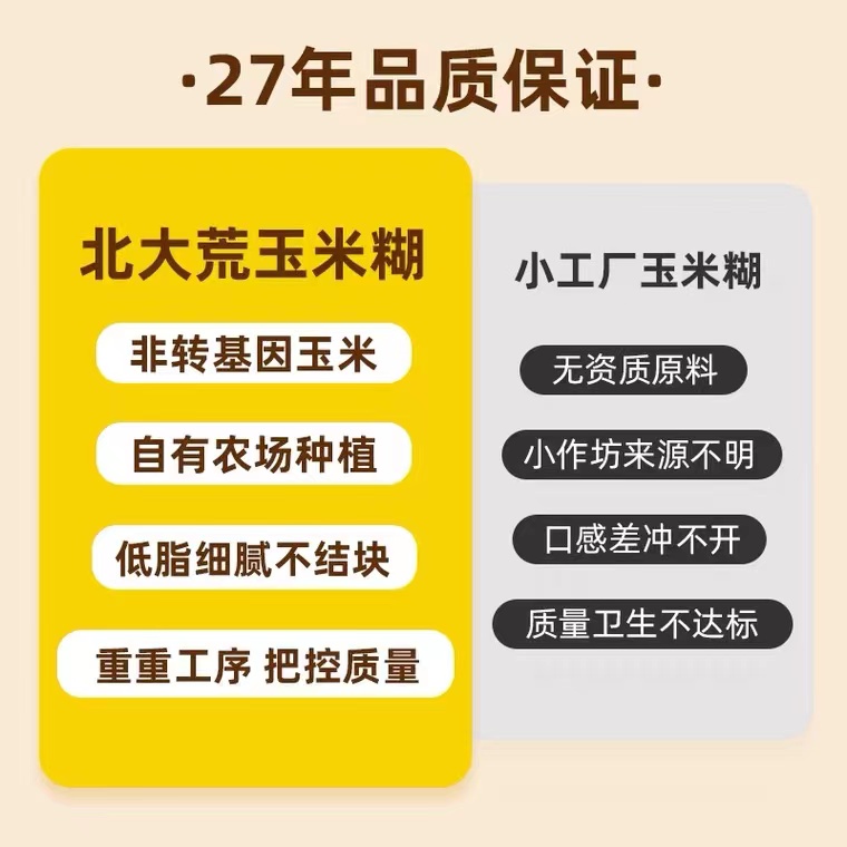 北大荒玉米糊熟玉米粉375g*2袋即食冲饮代餐粉杂粮早餐粥 - 图1