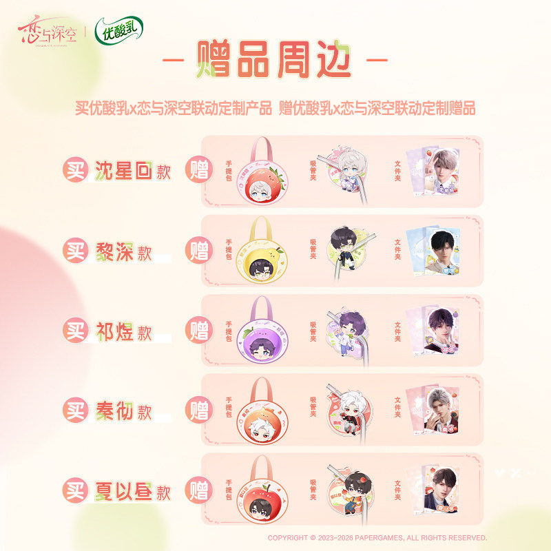 恋与深空×优酸乳联动定制联名（含周边）轻乳果汁整箱含乳饮料