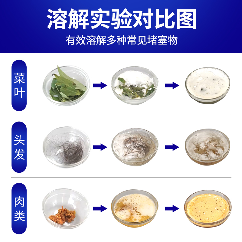 ONEFULL管道疏通剂1L*3瓶强力溶解厨房下水道马桶堵塞除臭神器