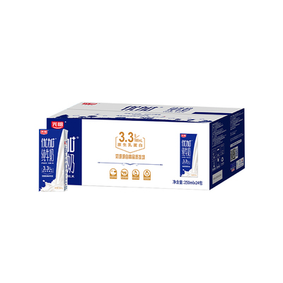 光明优加纯牛奶250ml×24盒×1组