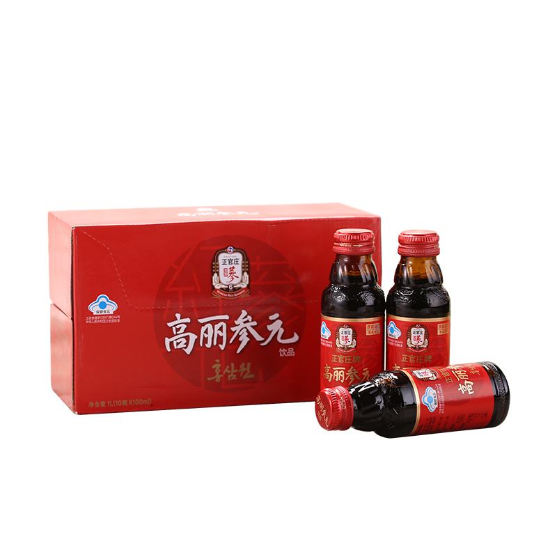 天猫超市正官庄高丽人参元保健饮品饮料100ml*10瓶韩国原装进口增强免疫0