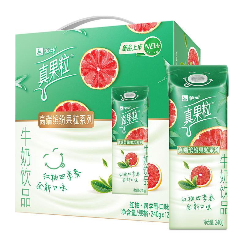 蒙牛真果粒红柚四季春口味240g*12包牛奶饮品