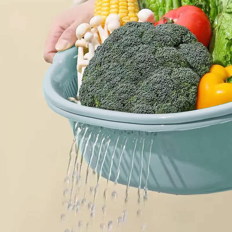 千屿双层镂空沥水篮淘米筛果蔬篮厨房洗菜盆水果篮客厅收纳篮,淘宝优惠券,粉丝福利购,淘宝优惠卷