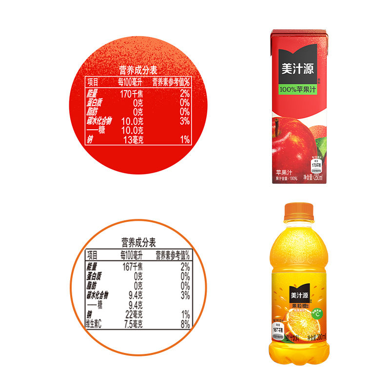 美汁源果粒橙300ml*12瓶+苹果汁250ml*6盒