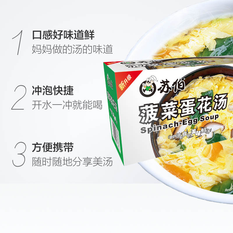 苏伯速食汤菠菜蛋花汤8g*10包冲泡即食方便食品宿舍早代餐汤料包 - 图1