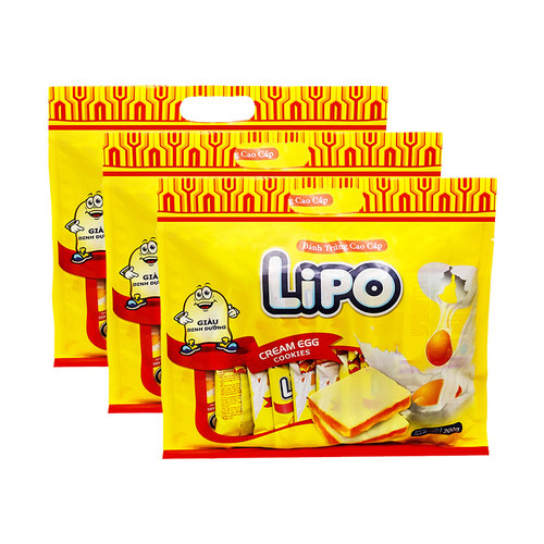 【进口】越南Lipo奶油淡奶油面包干零食200g*3袋饼干食品休闲 - 图0