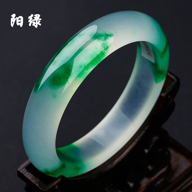翡翠色玉镯子飘绿玉镯玉石正品送证书 A 天然 货冰种阳绿飘花玉手镯 翡翠色玉镯子飘绿玉镯玉石正品送证书 A 天然 货冰种阳绿飘花玉手镯