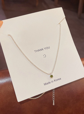 韩国新款波光粼粼项链女轻奢小众ins风网红同款绿色锆石锁骨链