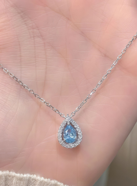 蓝眼泪项链轻奢高级感锁骨链