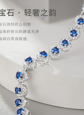 纯银蓝宝石手链女生小众设计