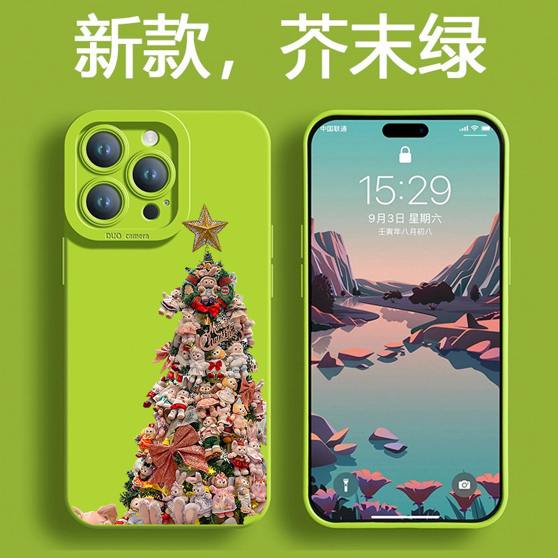 圣诞树适用iPhone17苹果15手机壳16ProMax荣耀100华为Mate60情侣13镜面X100公仔P70星黛露90补妆oppo玲娜贝儿 - 图3