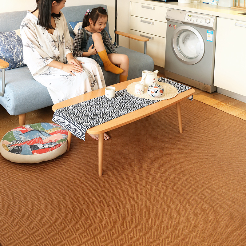 日式夏季房间满铺凉席地毯客厅卧室床边满铺凉席地垫阳台爬行垫