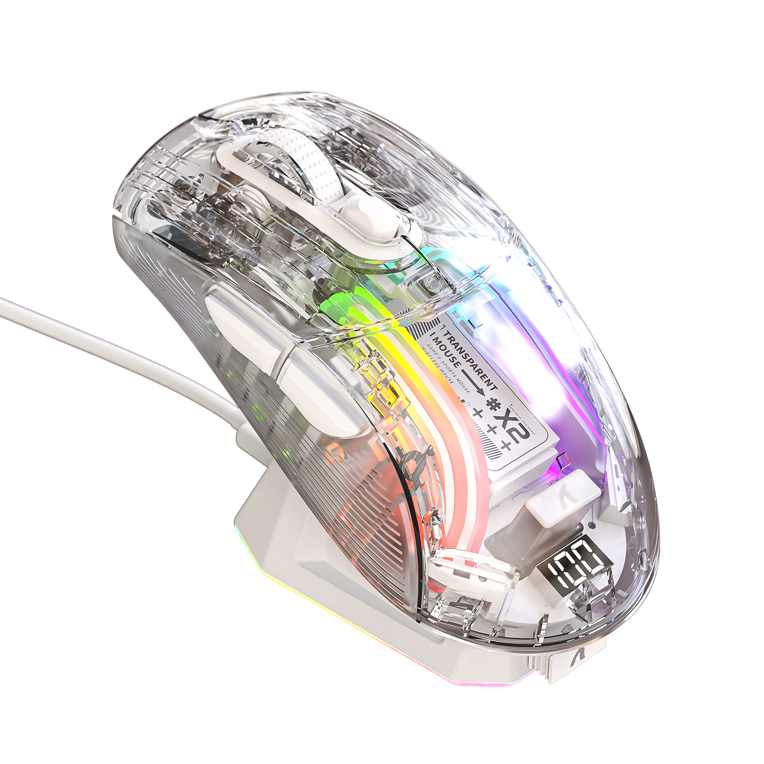 Attack Shark Attack Shark X2PRO luminous RGB wireless Bluetooth three-mode transparent gaming mouse with screen
