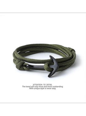 欧美风编织黑色船锚学生饰品手绳