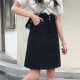 Plus size denim skirt V-waist design midi skirt