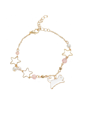 可爱奔跑小猫咪镂空五角星珍珠水晶演唱会显白装饰手链手饰品礼物