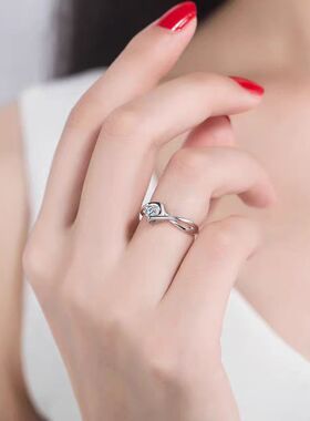 爆款气质仿真钻石男女情侣活口结婚戒指铜镀银镶单钻开口对戒饰品