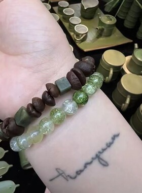 纯手工咖啡豆手串情侣手链做旧复古天然材质随手礼提神串珠饰品