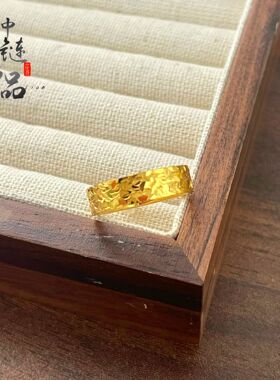 金店同款高保色古法沙金爆闪碎碎冰戒指 新款满天星素圈戒指批发