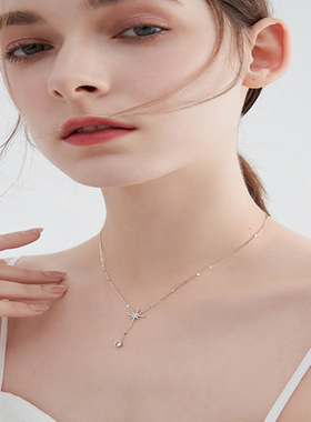 新款八芒星项链女夏轻奢小众设计感气质颈链星星流苏潮锁骨链