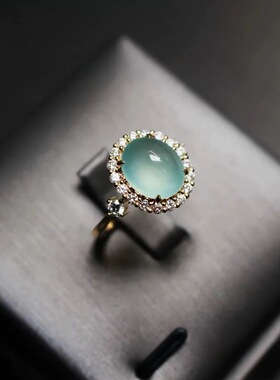 新中式仿绿玉髓戒指女时尚精工复古感指环小众设计轻奢潮手饰