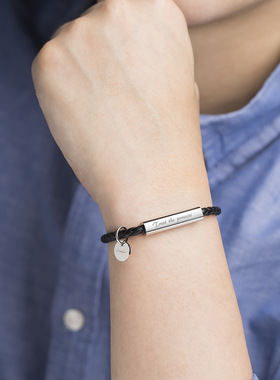 支持刻字不锈钢皮绳情侣手链一对七夕情侣手链ins简约热销手环