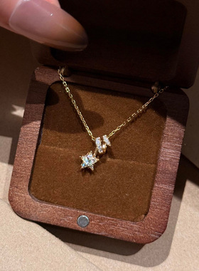 金色闪钻满钻流星项链2026新款轻奢精致高级感小众设计锁骨链定制