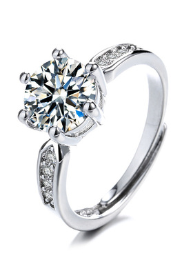 时尚ins防真女开口爱心锆石戒指订婚戒直播货源首饰定制