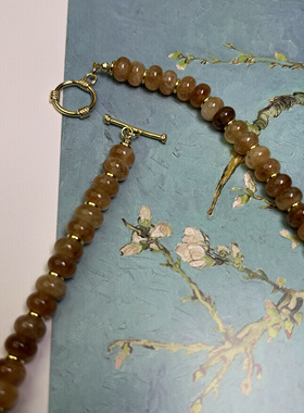 天然玛瑙项链复古百搭美拉德色系锁骨链高品质