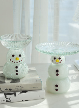 意器琉璃摆件圣诞雪人客厅样板房装饰品家居摆设收纳果斗书桌软装