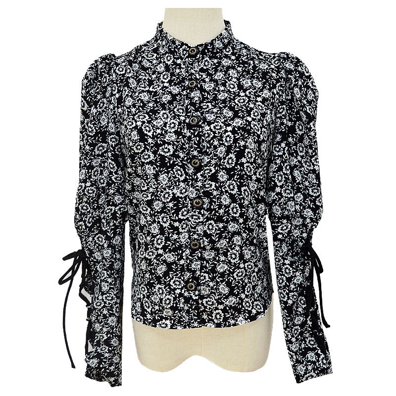 秋装新款复古港味立领气质长袖衬衫 夏琪啦衬衫