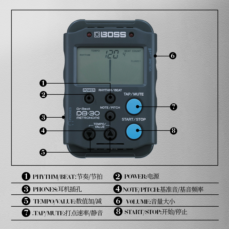 boss db30吉他半音阶鼓手调音器 琦材乐器调音器