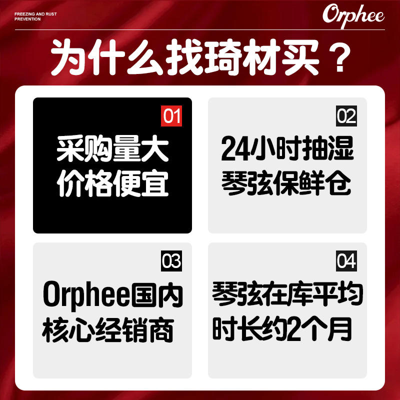 Orphee奥路菲琴弦电吉他弦QE25 QE27超薄覆膜防锈耐磨吉它琴弦线 - 图3