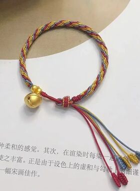 手链 一步一响铃铛轮回手链会响新中式苗疆少女五彩编