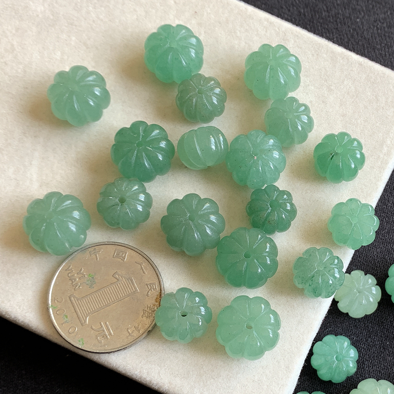 天然绿东陵玉小南瓜吊坠玉石福瓜散珠背云 diy首饰品配件手链配饰 - 图1