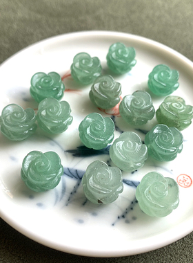 天然草莓晶雕刻玫瑰花吊坠水晶玉石吊饰直孔 diy手链项链配件配饰