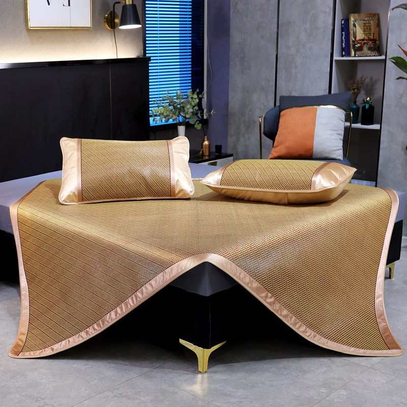 凉席双面定制藤席冰丝三件套1.5m夏可折叠草席加厚空调席1.8米2.0,淘宝优惠券,粉丝福利购,淘宝优惠卷