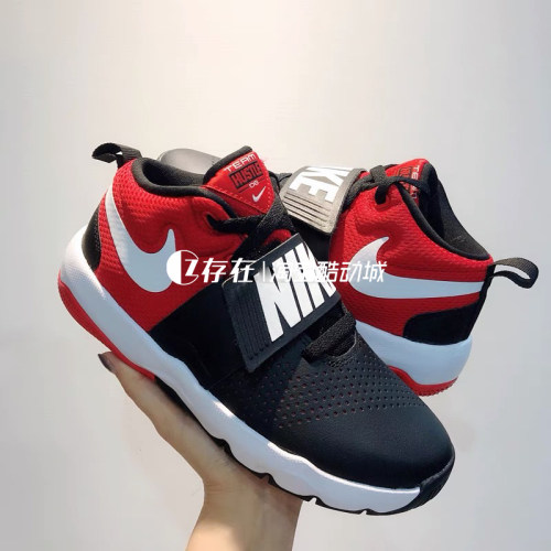 Nike/耐克Team hustle大童篮球鞋魔术贴缓震运动休闲鞋881941-001 - 图2