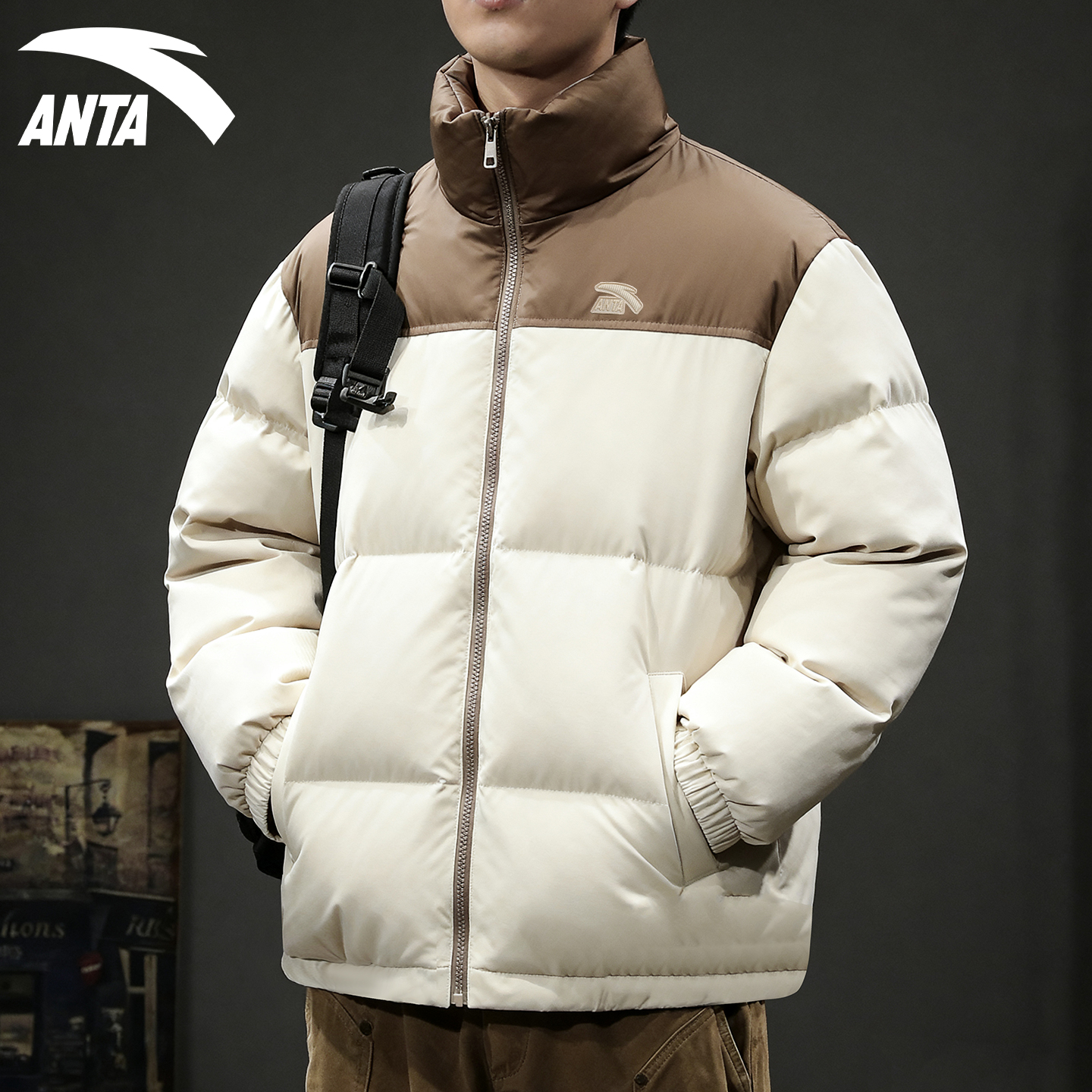 王一博同款安踏羽绒服男保暖2025冬季新款面包服立领简约大码外套 - 图3