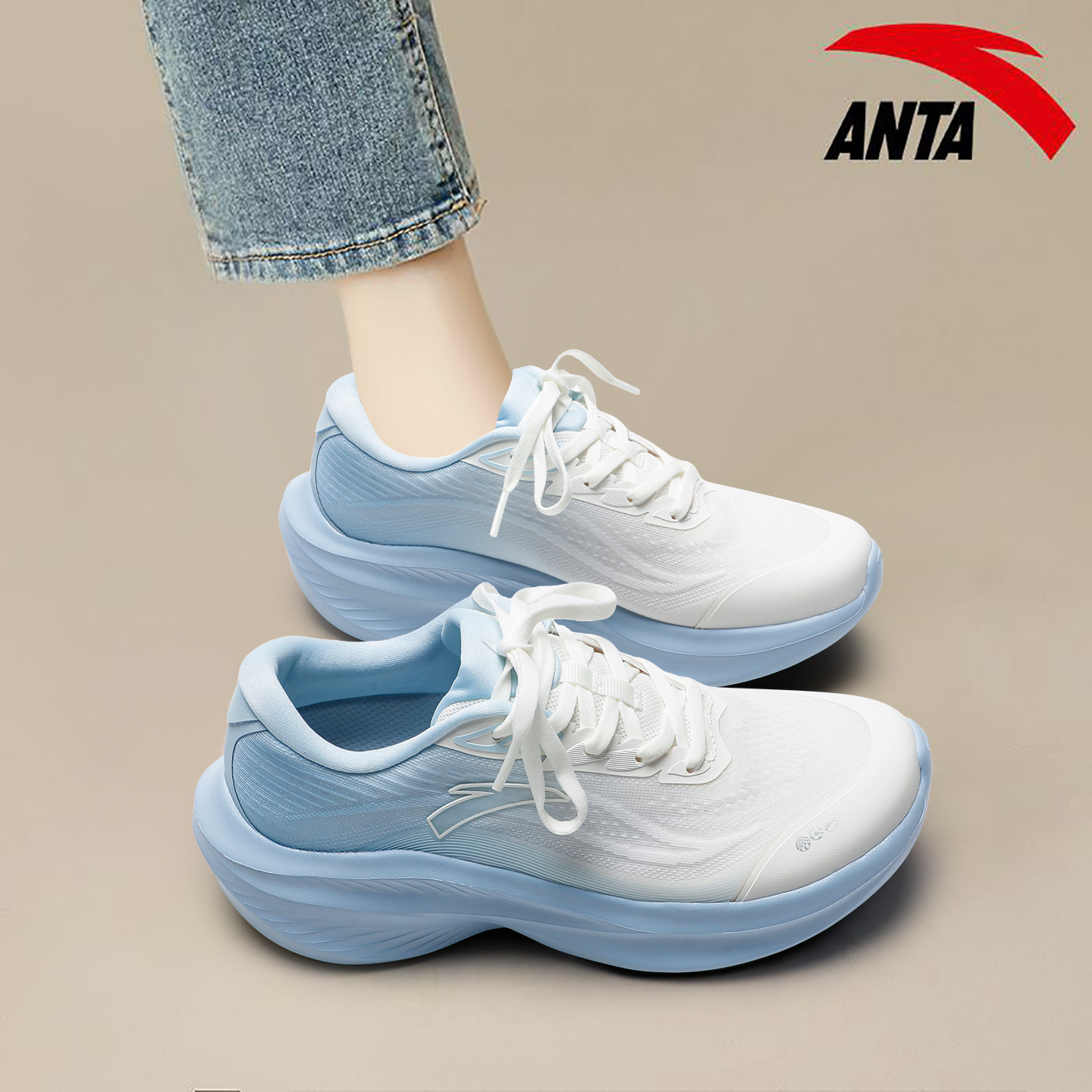 安踏粉色叶子7代跑步鞋女鞋时尚春季新款网面透气软底舒适运动鞋,淘宝优惠券,粉丝福利购,淘宝优惠卷