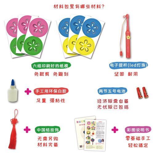 灯笼diy制作手工材料包 马年新年春节元宵儿童花灯小学生自制手提 - 图2