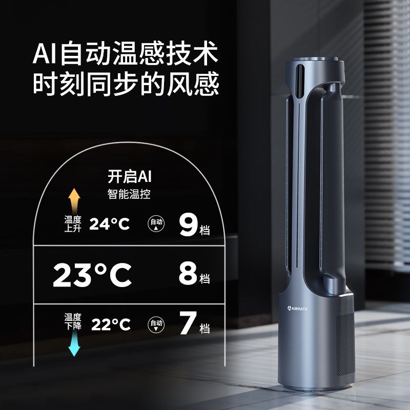 艾美特无叶空气循环扇电风扇家用塔扇对流立式UV杀菌AIR4PRO - 图1