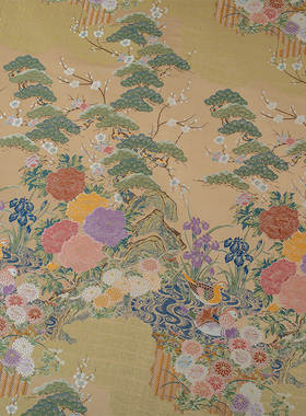 日本西阵织鸳鸯宝相花纹茶席