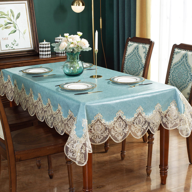 美式高级质感油蜡皮革餐桌布长方形圆防水油蕾丝桌垫北欧ins茶几