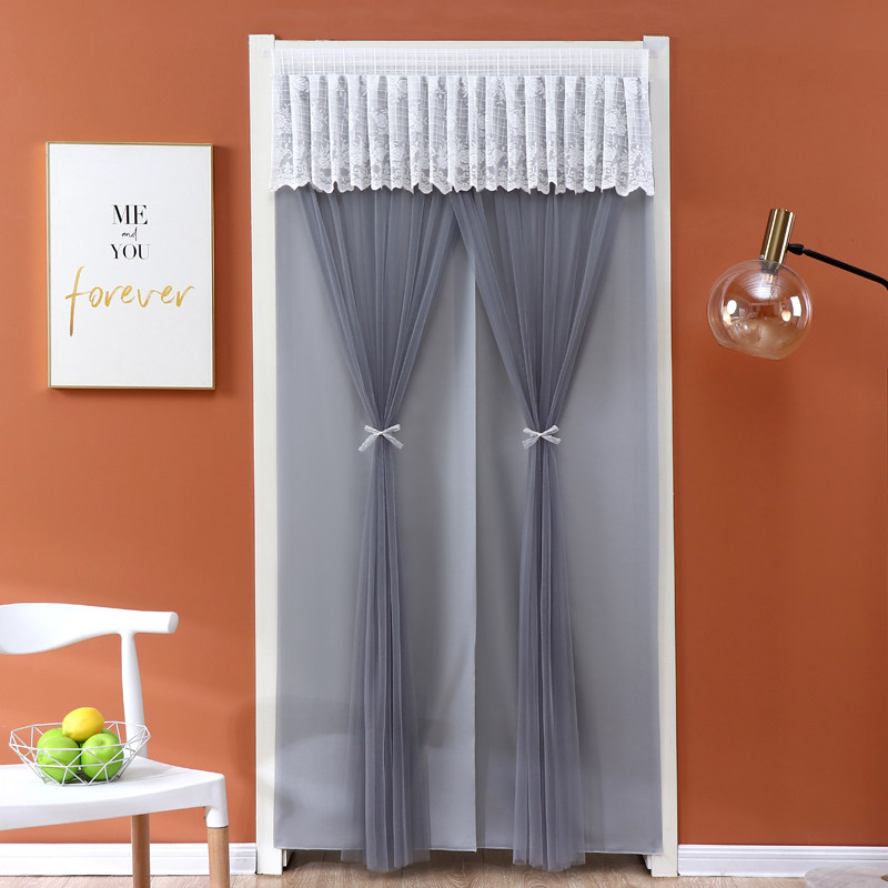 免打孔纱门帘透光不透人双层蕾丝装饰隔断卧室四季家用防蚊隐私帘,淘宝优惠券,粉丝福利购,淘宝优惠卷