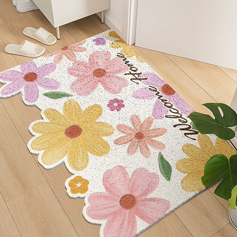 清新花朵入户门地垫门垫丝圈玄关除尘防滑大门口家用可裁剪脚垫子,淘宝优惠券,粉丝福利购,淘宝优惠卷